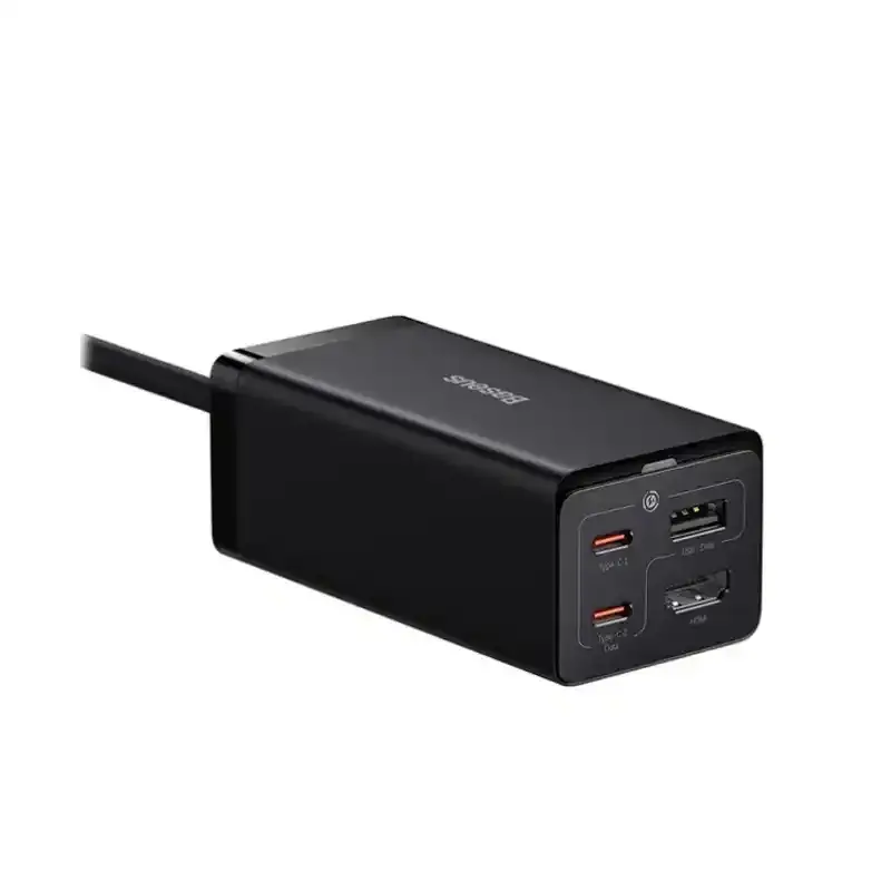شارژر رومیزی و  هاب  Gan 5 pro باسئوس با پورت های USB و Type-C و HDMI